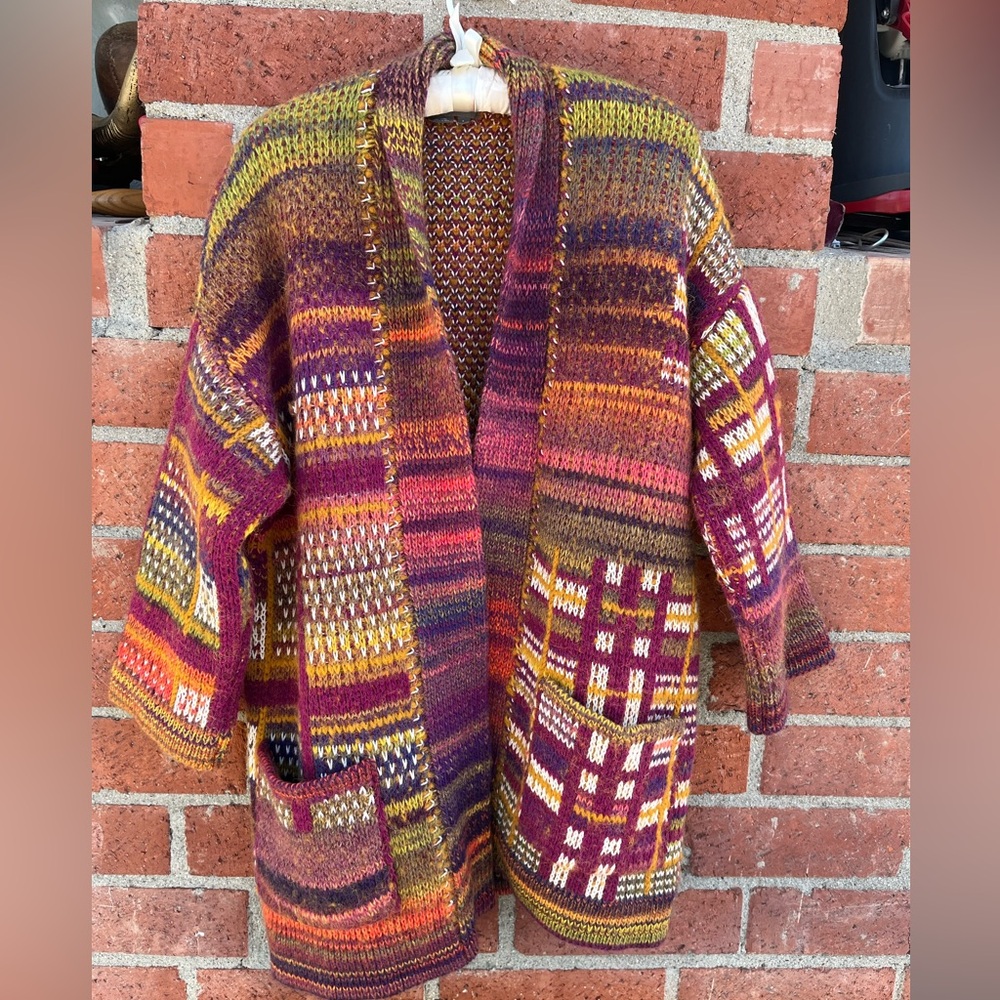 Anthropologie Tavia Mixed Plaid Cardigan, Oversized, Size S